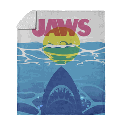 Jaws CMYK Poster Silk Touch Sherpa Throw Blanket 50x60 inches