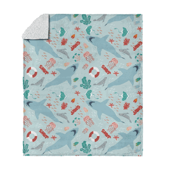Jaws Coastal Sharks Silk Touch Sherpa Throw Blanket 50x60 inches
