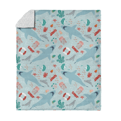 Jaws Coastal Sharks Silk Touch Sherpa Throw Blanket 50x60 inches