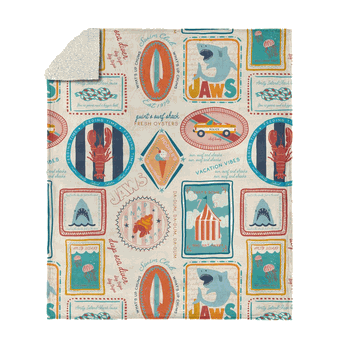 Jaws Jaws Post Stamps Silk Touch Sherpa Throw Blanket 50x60 inches