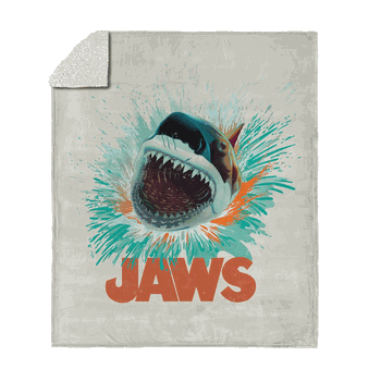 Jaws Shark Splash Silk Touch Sherpa Throw Blanket 50x60 inches