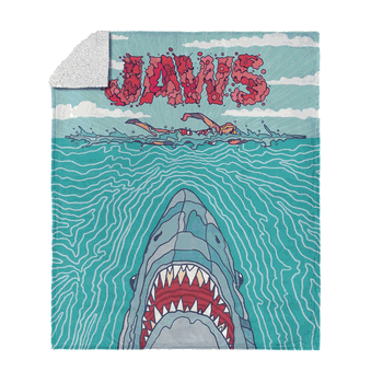 Jaws Squiggle Poster Silk Touch Sherpa Throw Blanket 50x60 inches