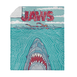 Jaws Squiggle Poster Silk Touch Sherpa Throw Blanket 50x60 inches