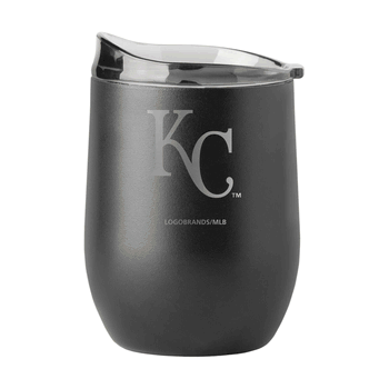 K.C Royals 16oz Etch Black Powder Coat Curved Beverage