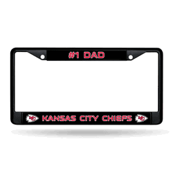 Kansas City Chiefs #1 Dad Black Chrome Frame with Decal Inserts 12" x 6" Car/Truck Auto Accessory