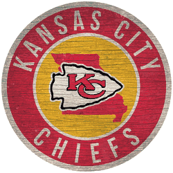 Kansas City Chiefs 12 in. Circle w/ State Sign