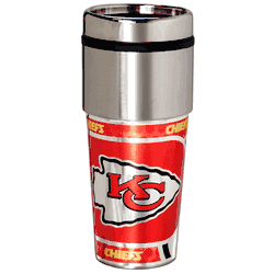 Kansas City Chiefs 16  oz. Stainless Steel Travel Tumbler Metallic Graphics