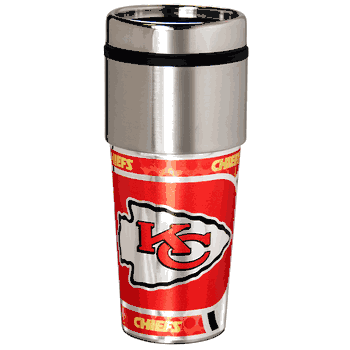 Kansas City Chiefs 16  oz. Stainless Steel Travel Tumbler Metallic Graphics