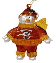 Kansas City Chiefs 2 3/4 Crystal Snowman Ornament CO