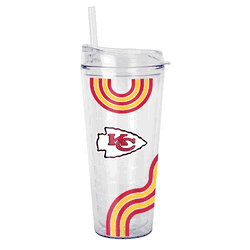 Kansas City Chiefs 22oz Waves Dbl Wall Clear Tumbler