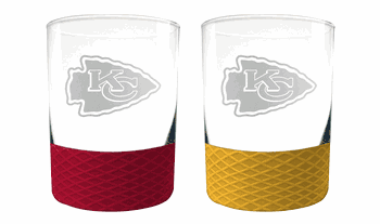 Kansas City Chiefs 2pc Laser Etched Commissioner Rocks Glass Set