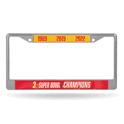 Kansas City Chiefs 3 Time Super Bowl Champions 12" x 6" Chrome Frame With Decal Inserts