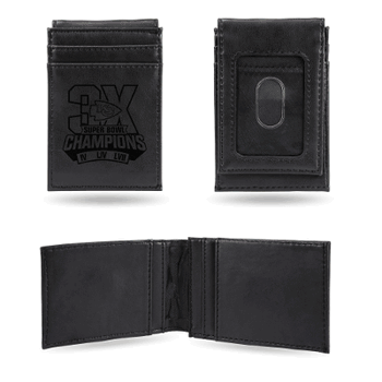 Kansas City Chiefs 3 Time Super Bowl Champions Laser Engraved Front Pocket Wallet