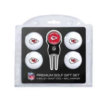 Kansas City Chiefs 4 Ball Gift Set + Divot Tool & Marker