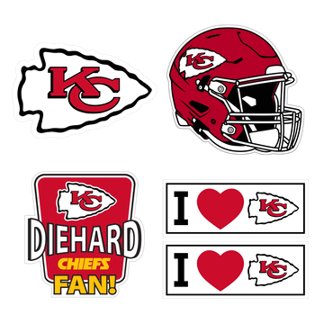 Kansas City Chiefs 5 pack of 4 inch Decals