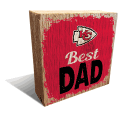 Kansas City Chiefs Best Dad 6x6 Wood Block