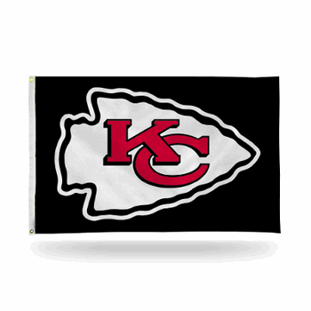 Kc Kansas City Chiefs Arrowhead On Black Bkg Banner Flag (3X5)