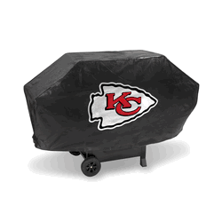 Kansas City Chiefs Black Deluxe Vinyl Grill Cover - 68" Wide/Heavy Duty/Velcro Staps