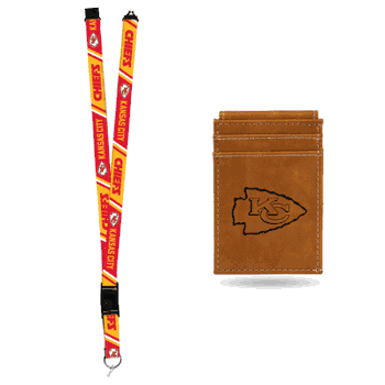 Kansas City Chiefs Brown Front Pocket Wallet Set