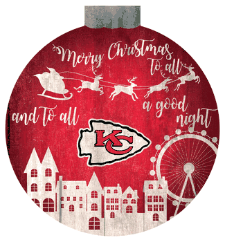 Kansas City Chiefs Christmas Village 12in Wall Art
