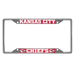 Kansas City Chiefs Chrome Metal License Plate Frame, 6.25in x 12.25in
