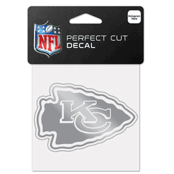 Kansas City Chiefs Decal 4x4 Perfect Cut Metallic Silver