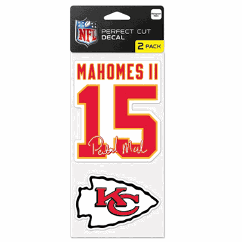 Kansas City Chiefs Decal 4x4 Perfect Cut Set of 2 Patrick Mahomes Design