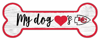 Kansas City Chiefs Dog Bone 6x12 Sign