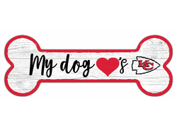 Kansas City Chiefs Dog Bone 6x12 Sign