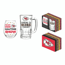 Kansas City Chiefs Drink Set Boxed 17oz Stemless Wine and 16oz Tankard