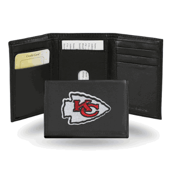 Kansas City Chiefs  Embroidered Genuine Leather Tri-fold Wallet 3.25