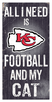 Kansas City Chiefs Football and My Cat 6x12 Sign