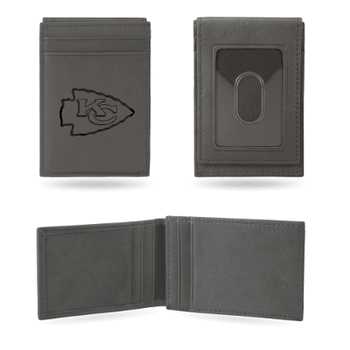 Kansas City Chiefs Gray Laser Engraved Front Pocket Wallet