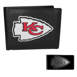 Kansas City Chiefs Leather Bi-fold Wallet & Black Money Clip