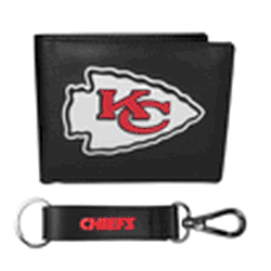 Kansas City Chiefs Leather Bi-fold Wallet & Strap Key Chain