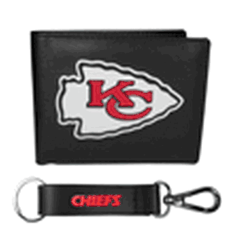Kansas City Chiefs Leather Bi-fold Wallet & Strap Key Chain