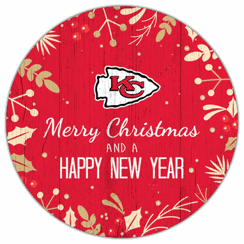 Kansas City Chiefs Merry Christmas & New Year 12in Circle
