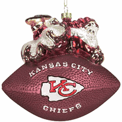 Kansas City Chiefs Ornament 5 1/2 Inch Peggy Abrams Glass Football CO