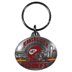 Kansas City Chiefs Oval Carved Metal Key Chain