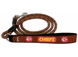 Kansas City Chiefs Pet Leash Leather Frozen Rope Football Size Large
