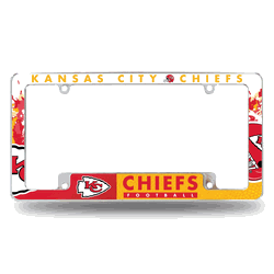 Kansas City Chiefs Primary 12" x 6" Chrome All Over Automotive License Plate Frame