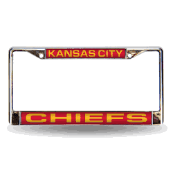 Kansas City Chiefs Red 12" x 6" Laser Cut Chrome Frame