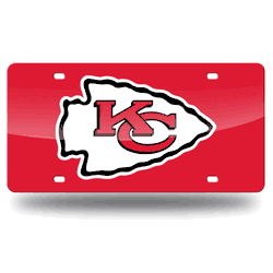 Kansas City Chiefs Red 12" x 6" Laser Cut Tag For Car/Truck/SUV