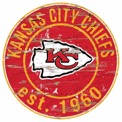 Kansas City Chiefs Round Distressed Sign