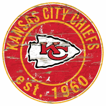 Kansas City Chiefs Round Distressed Sign