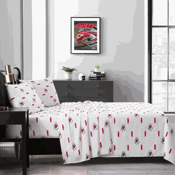 Kansas City Chiefs Scatter Bedding Sheet Set Queen
