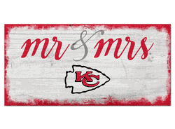 Kansas City Chiefs Script Mr & Mrs 6x12 Sign