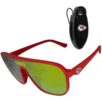 Kansas City Chiefs Shield Sunglasses with Visor Clip