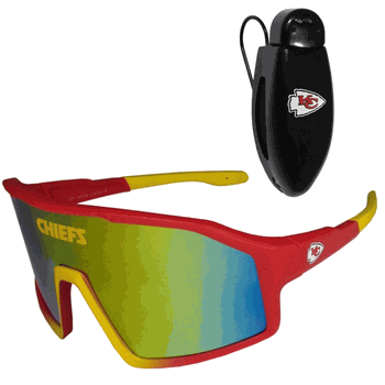 Kansas City Chiefs Shield Sunglasses with Visor Clip