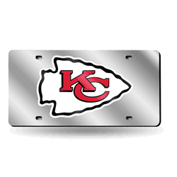 Kansas City Chiefs Silver 12" x 6" Silver Laser Cut Tag For Car/Truck/SUV